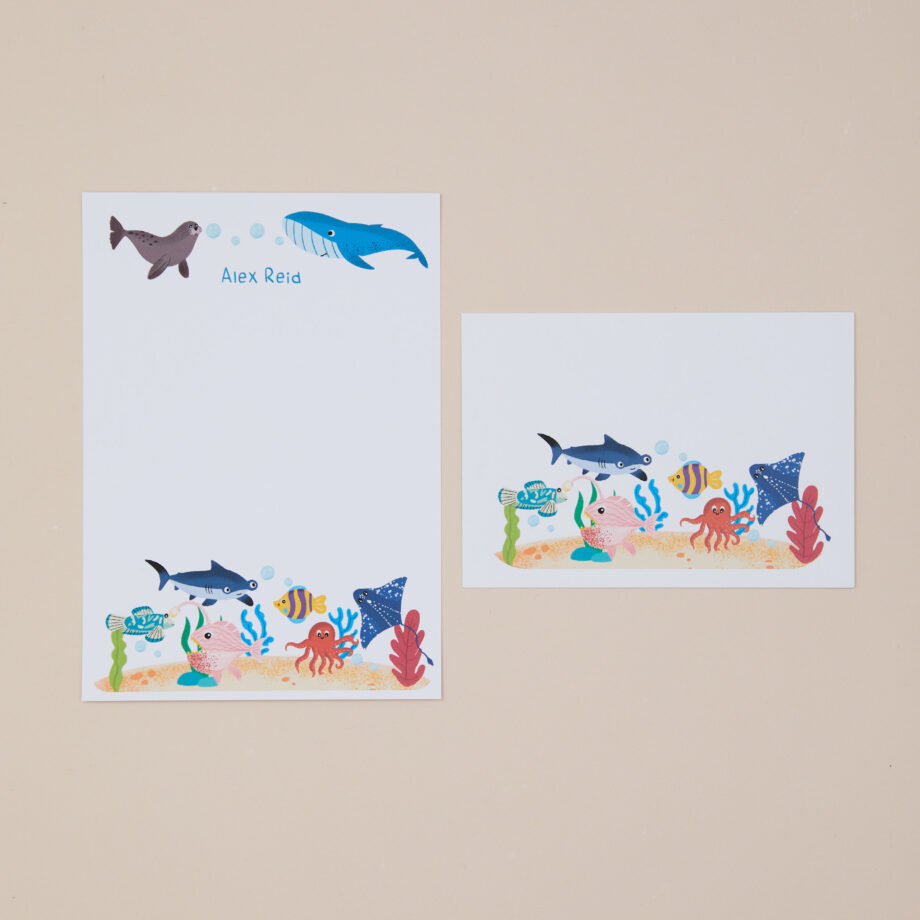 Personalised Sealife-Inspired Letter Writing Set