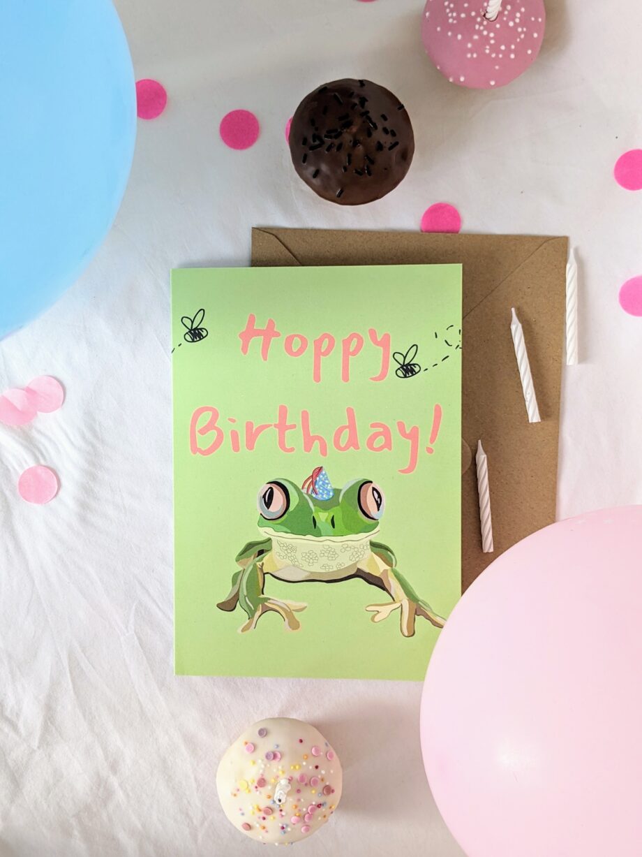 Frog Birthday card - Recycled