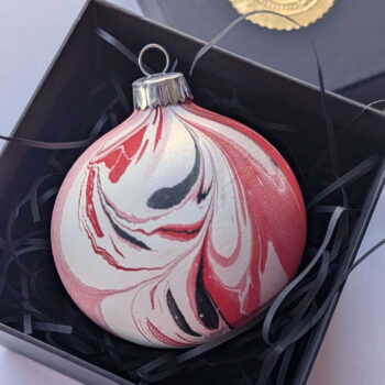 Luxury Marbled Christmas Bauble | Red, Pink and Black