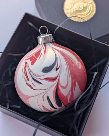 Luxury Marbled Christmas Bauble | Red, Pink and Black