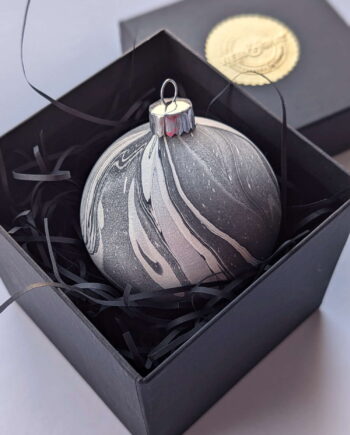 Luxury Marbled Christmas Bauble | Grey Pearl