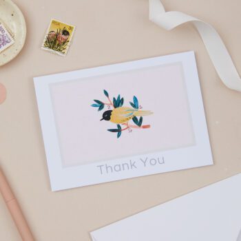 Thank You Card Set - Pack of 8 featuring Watercolour Bird