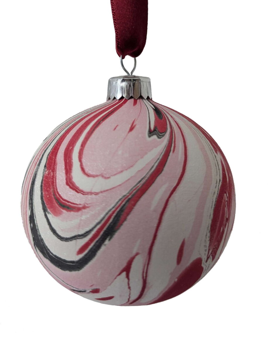 Luxury Marbled Christmas Bauble | Red, Pink and Black