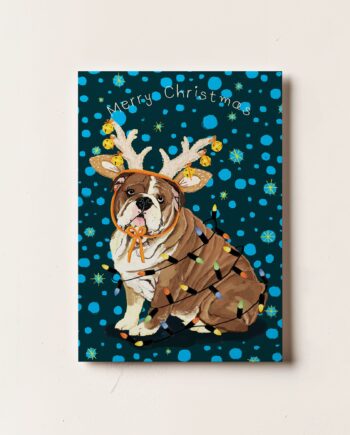 Festive British Bulldog Christmas card