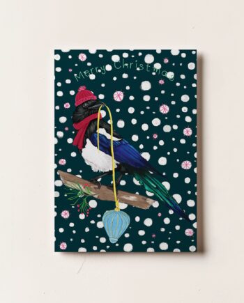 Festive Magpie Christmas card