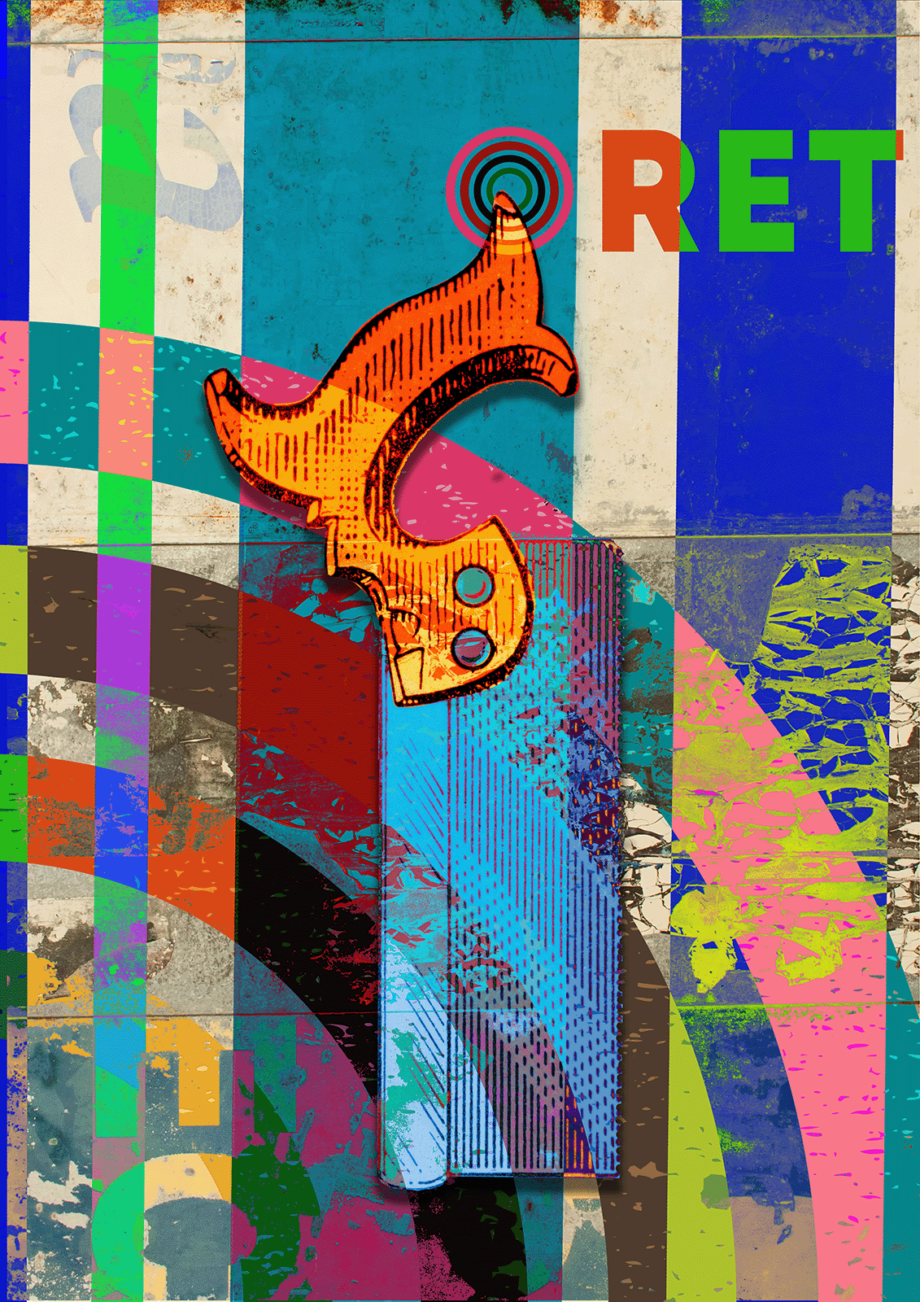 Tenon Saw (Blue and Orange): Giclée Art Print