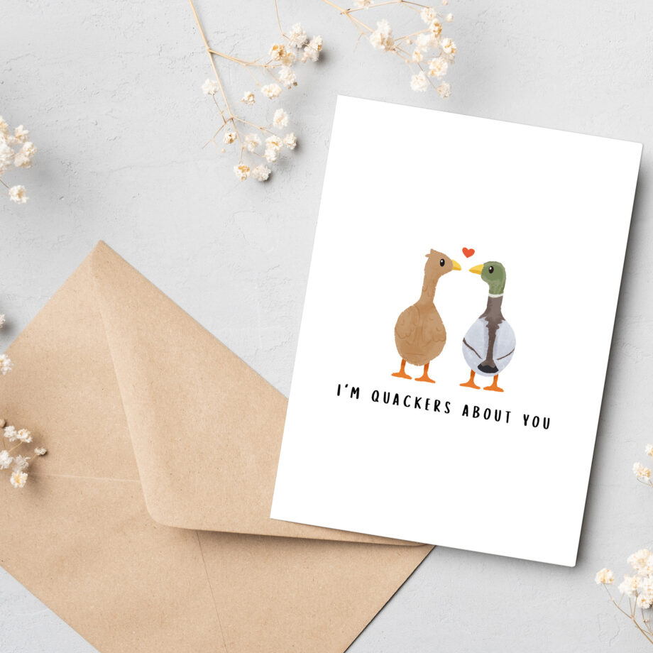 I’m Quackers About You – Cute Pun Valentine’s or Anniversary Card