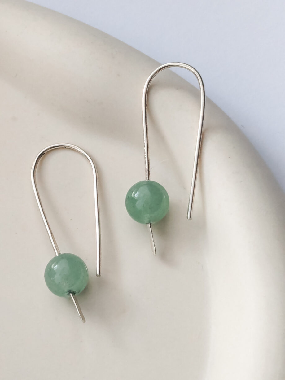 Aventurine Open Hoops - Sterling Silver