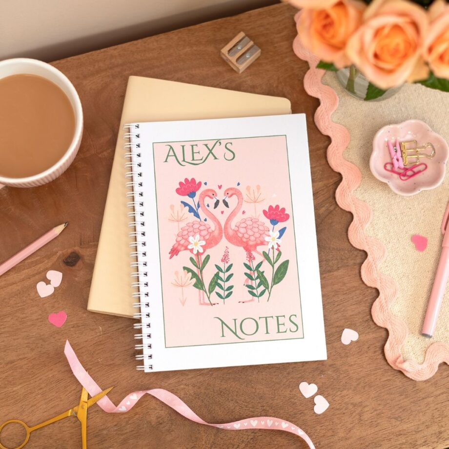 Personalised Ideas Notebook - Flamingo Design