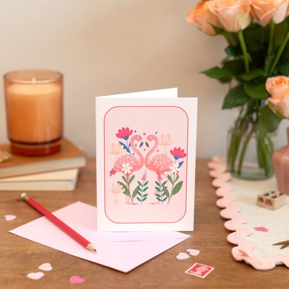 Blank Card Set Pack of 8 - Flamingo Design