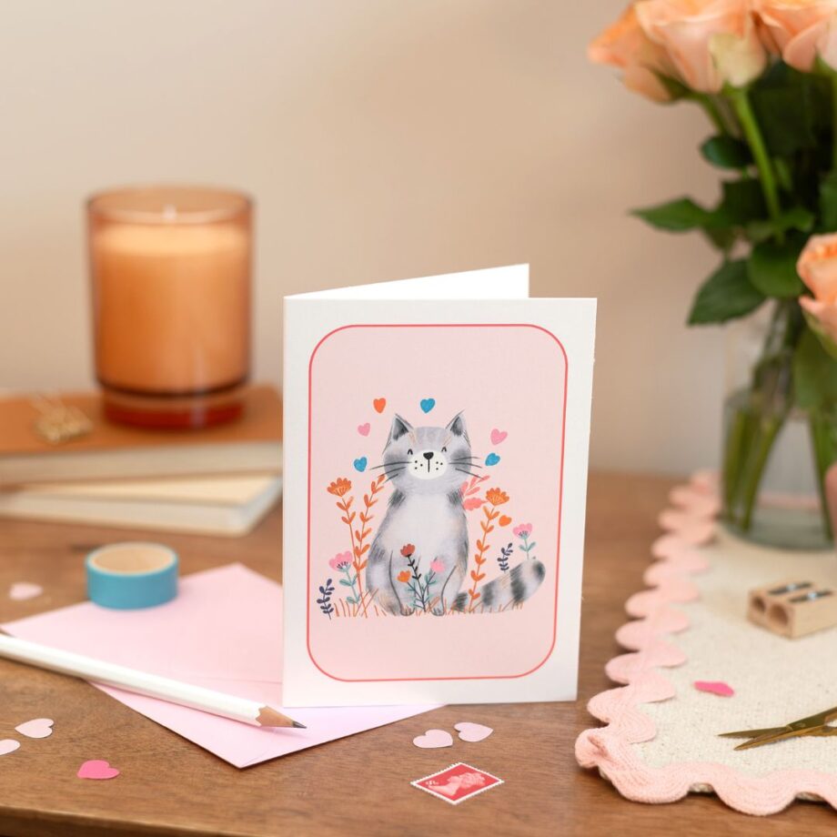 Cat Themed Blank Cards Set - Pack of 8