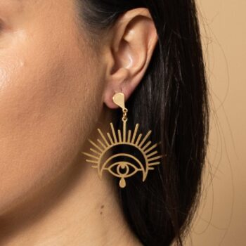 Oya – Large Evil Eye brass charm Earrings