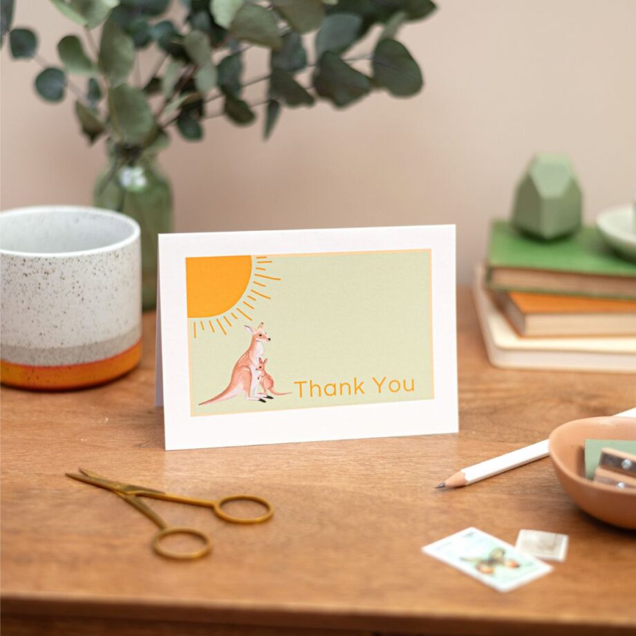 Blank Cards Set Pack of 8 - Kangaroo Inspired Thank You Cards