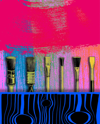Old Brushes - Pink Splash - Fine Art print