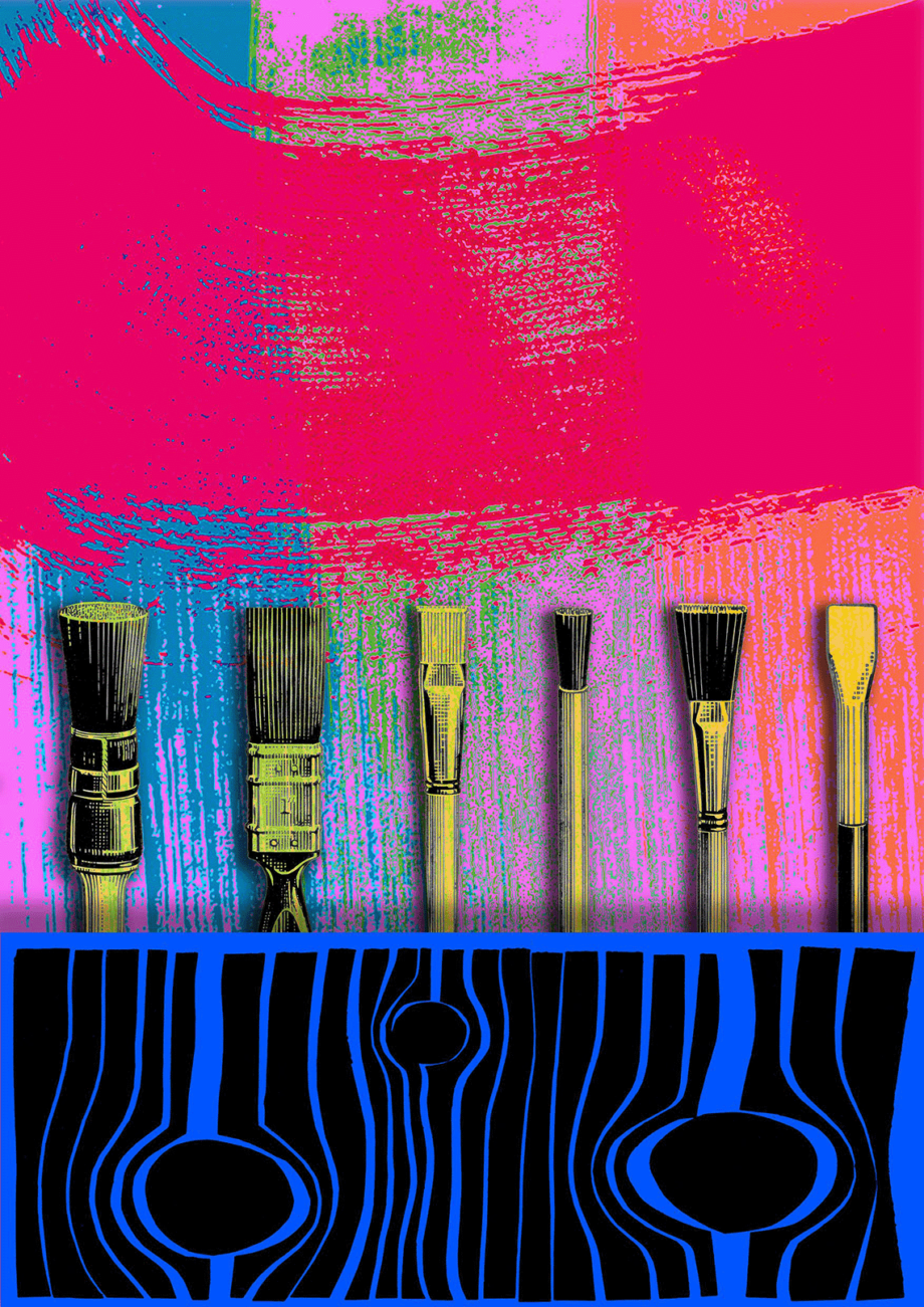 Old Brushes - Pink Splash - Fine Art print