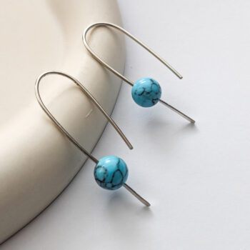 Turquoise Open Hoops - Sterling Silver