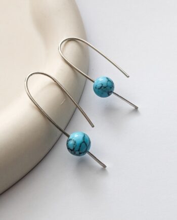 Turquoise Open Hoops - Sterling Silver