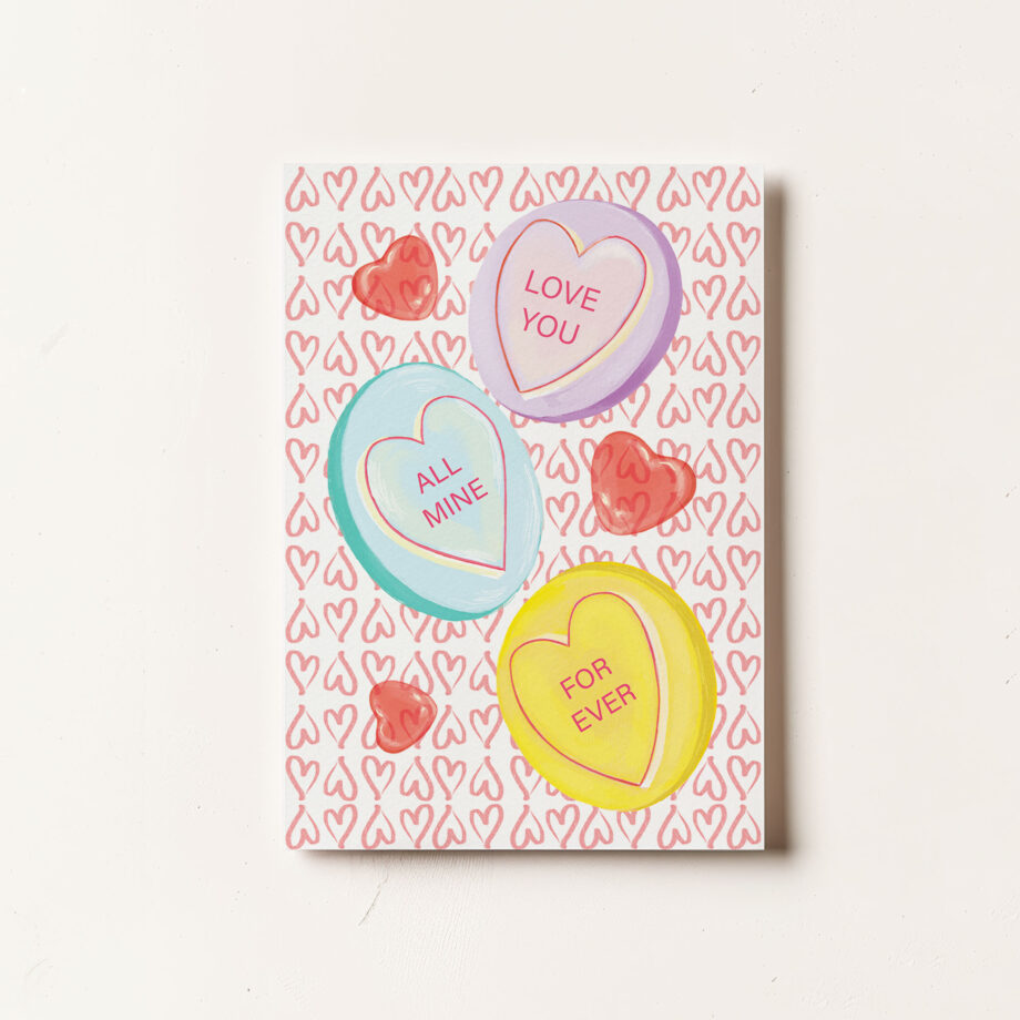 Love Hearts Candy Card - Valentine's Day