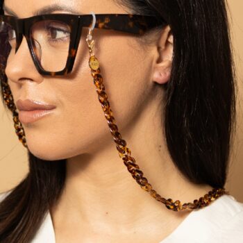 Dainty Round Tortoiseshell Small Acrylic Acetate Glasses Chain