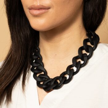 Statement Necklace – Chunky Matte Black Chain Links