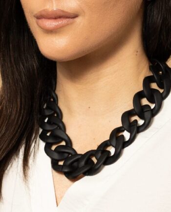 Statement Necklace – Chunky Matte Black Chain Links