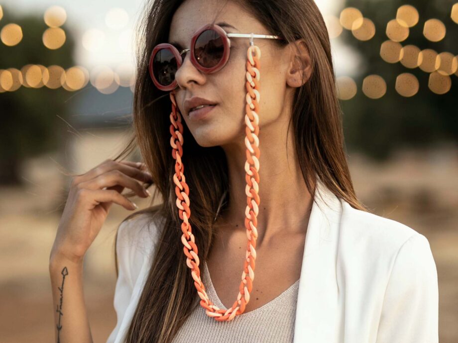 Glasses Chain - Peach and Salmon Chunky Acrylic Chain