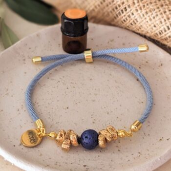 Light Blue Aromatherapy Essential Oil Diffuser Bracelet with Lava Bead and Gold Hematite Stones