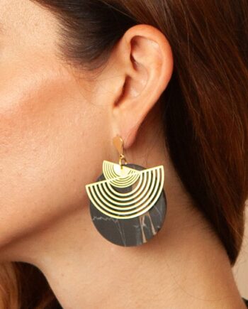 Eclipse Noir - Art Deco Acrylic and Brass earrings