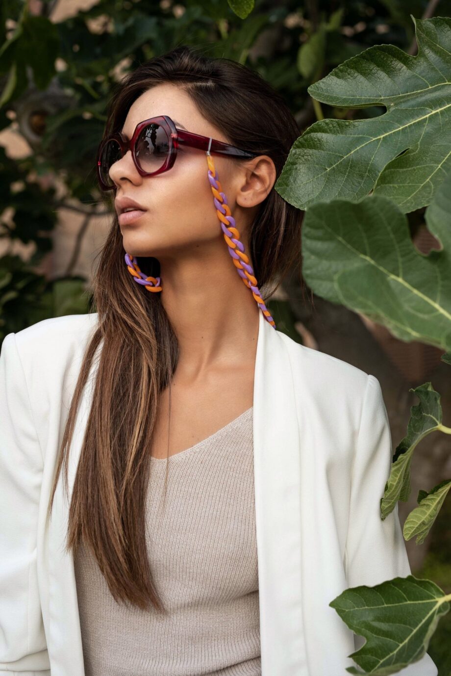 Lilac and Orange Chunky Acrylic Glasses Chain