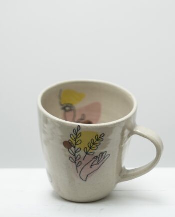 Large mug with hand painted decoration