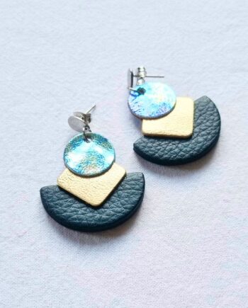 Blue, Gold and Iridescent Earrings