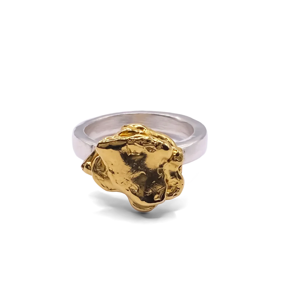 18ct gold vermeil flower ring in jewellery box by MOCA.