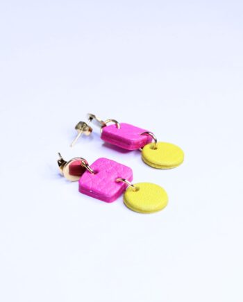 Pink and Yellow Dangly Earrings