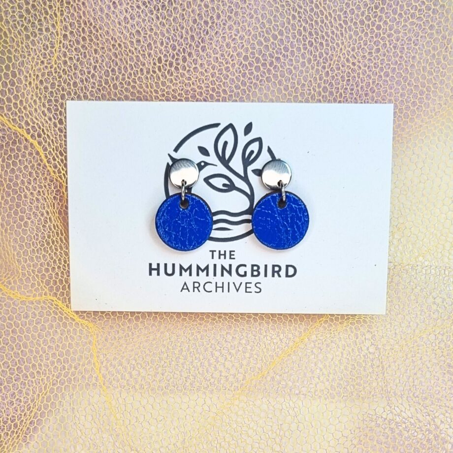 Cobalt Blue Mini Circle Earrings