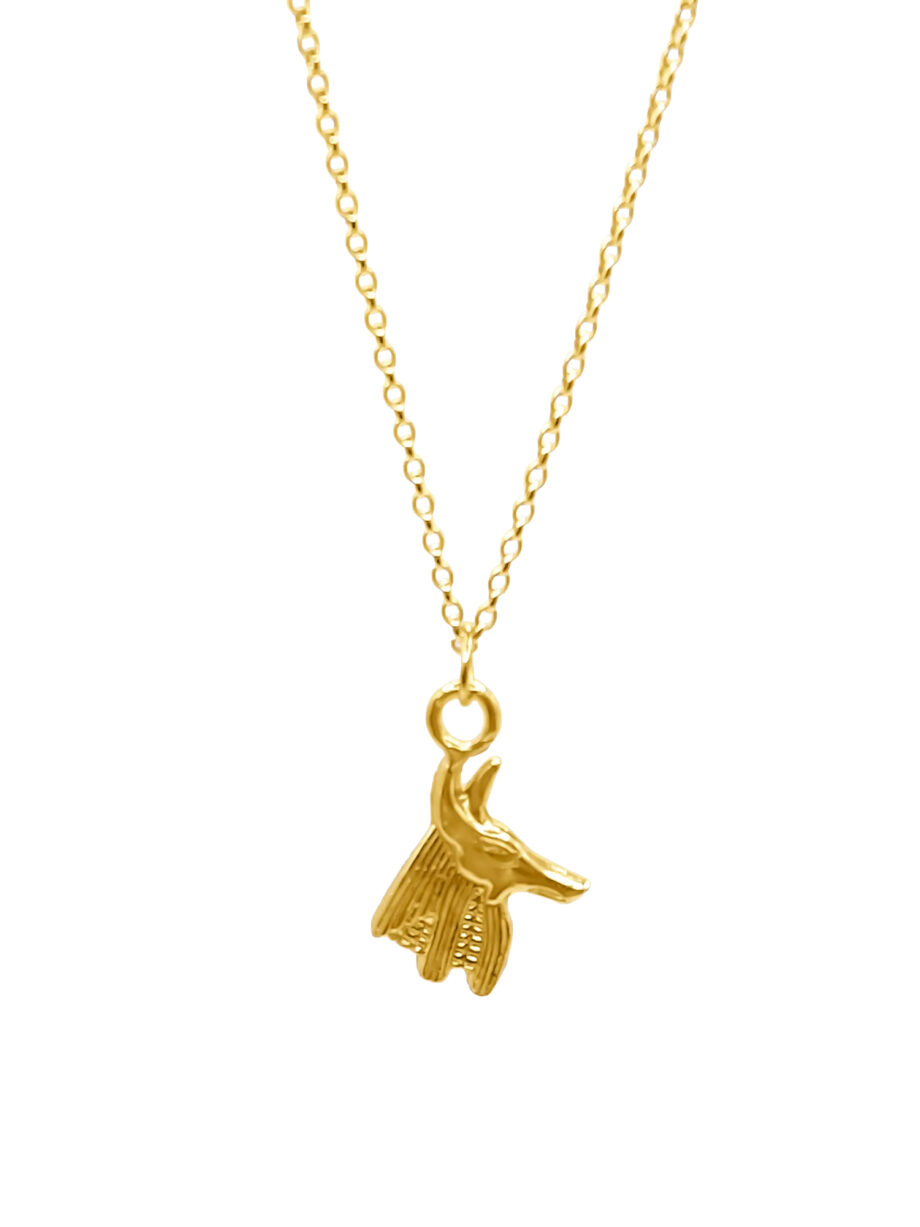 Gold vermeil Anubis pendant on Belcher chain