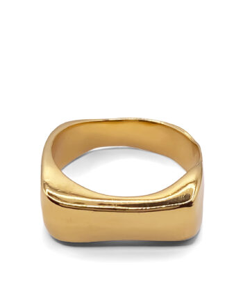 18 ct gold vermeil Asymmetric Grace Bow Ring viewed from top angle on white background