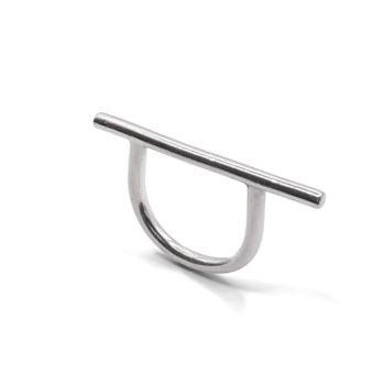 Angled studio image of the Sculpted Bar Ring showing bar and curved band.