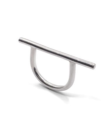 Angled studio image of the Sculpted Bar Ring showing bar and curved band.