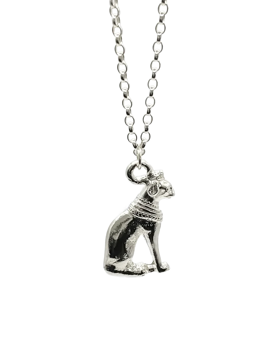 Close-up of sterling silver Bast Catpendant