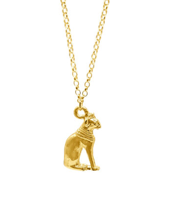 Bast Cat cat pendant in 18 ct gold vermeil on Belcher chain