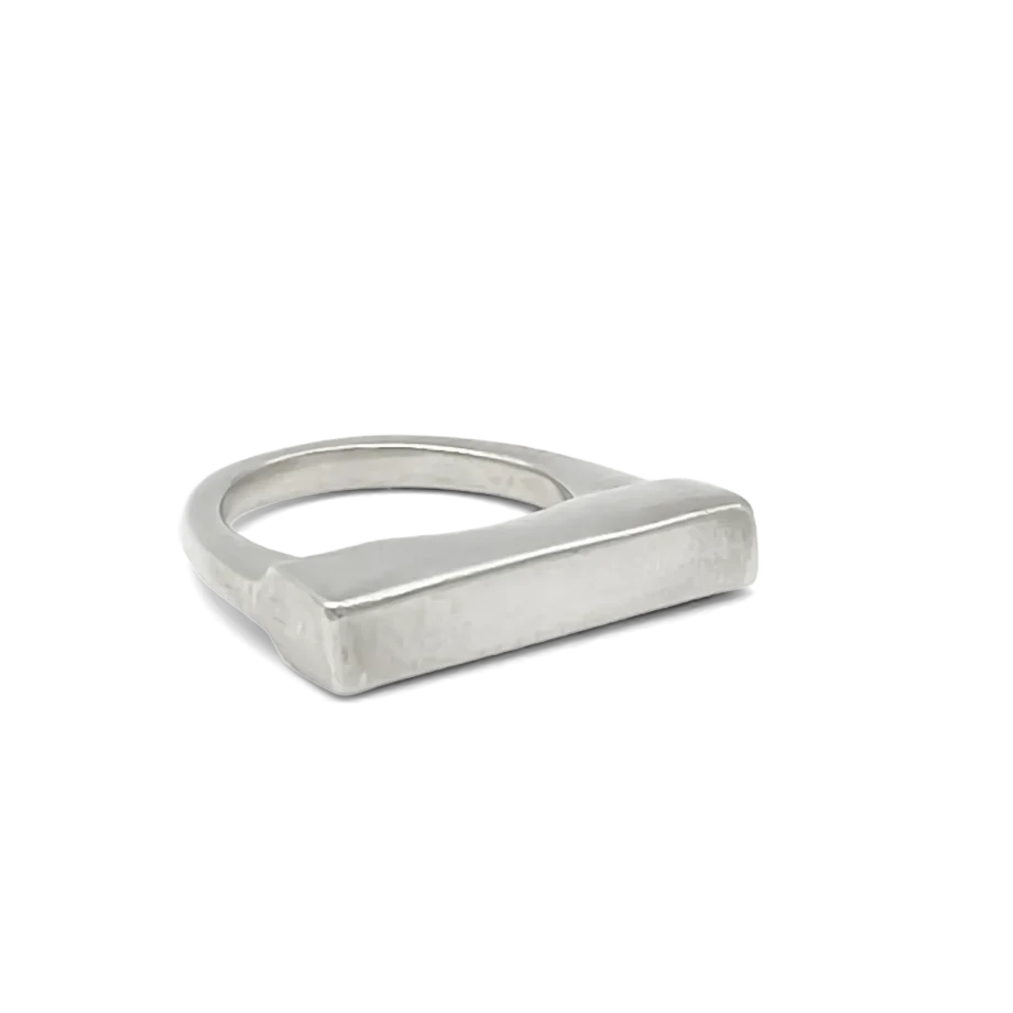 Flat ring lying flat, top view of band and face
