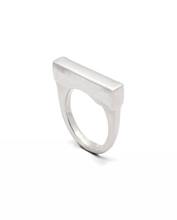 Flat ring in recycled sterling silver, angled view