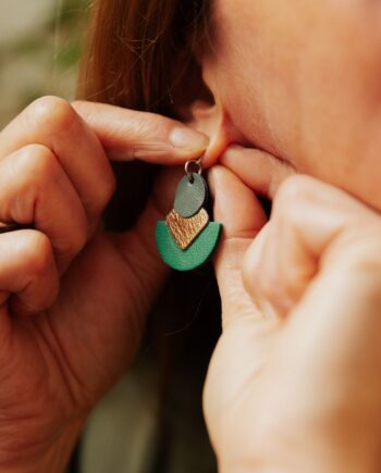 Green and Gold Earrings