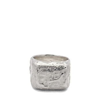 Textured Signet Ring front view in recycled sterling silver