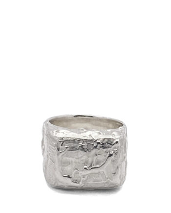 Textured Signet Ring front view in recycled sterling silver