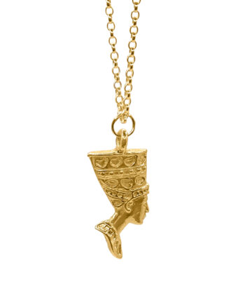 Nefertiti face necklace in gold vermeil on white background