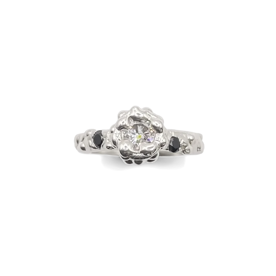 Orbit Ring in recycled silver on white background