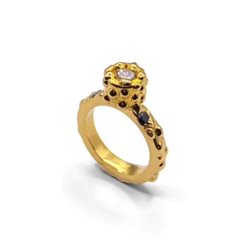 Orbit Ring in 18ct gold vermeil with gemstone