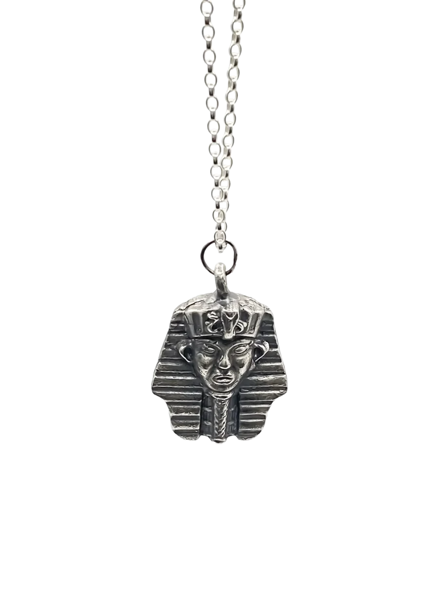 Pharaoh Pendant on chain, displayed on a white background.
