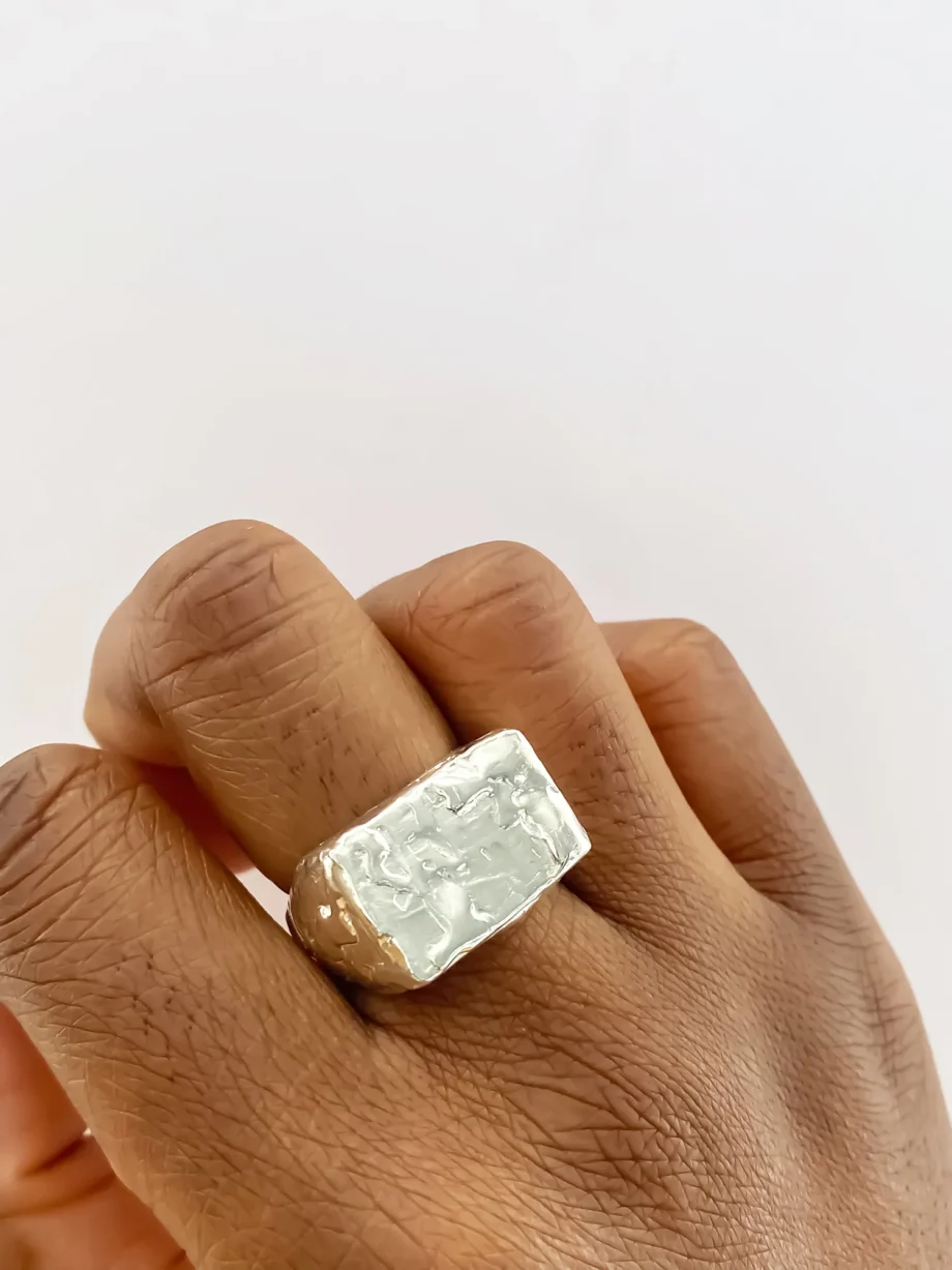Rosa Signet Ring worn on hand showing size and fit